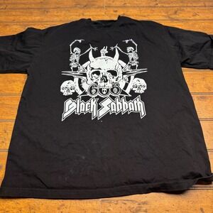 Black Sabbath 666 Skull Skeletons Graphic T-Shirt Black Mens XL Heavy Metal Tee